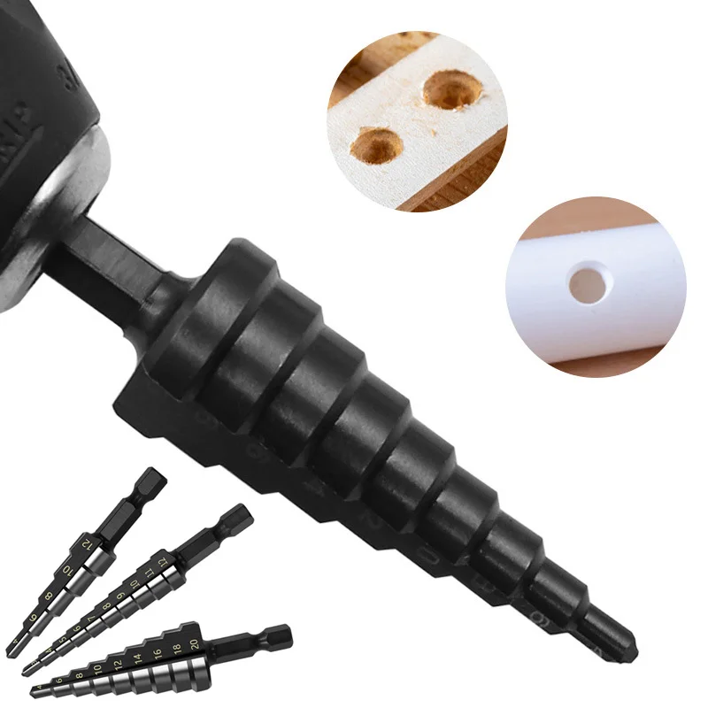 

4-12 4-20 3-12mm HSS Titanium Step Drill Bit Conical Stage Drill For Metal Wood High Speed Stepped Drill Set Power Tools