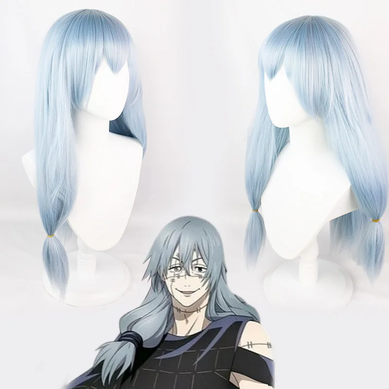 

Jujutsu Kaisen Mahito Cosplay Long Christmas Silver Blue Gray Wig Anime Cosplay Wigs Heat Resistant Synthetic Wigs Wig Cap