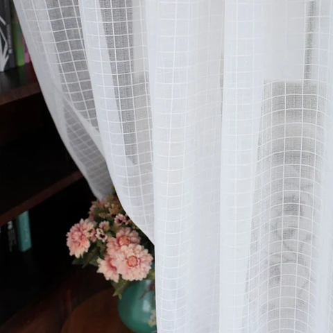NORNE-клетчатые белые прозрачные шторы для гостиной, спальни, украшения кухни, оконная вуаль, занавеска из тюля, выполненная на заказ