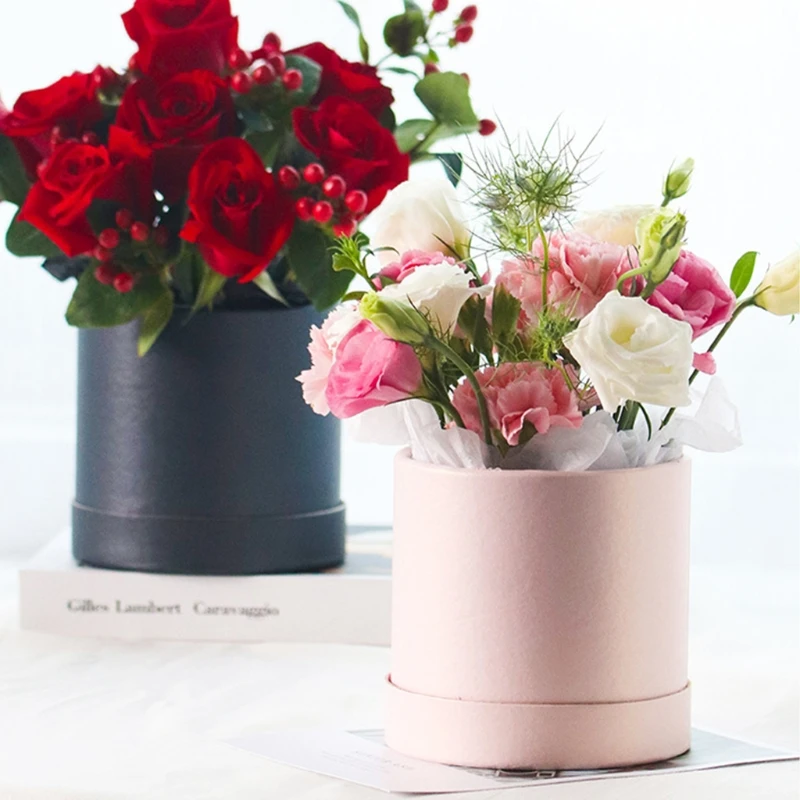 

652F Gift Box with Lids for Present Cardboard Flower Gift Boxes Cylindrical Packaging