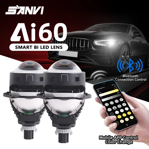 НОВЫЙ автомобильный светодиодный проектор SANVI Ai60, приложение Bluetooth Control 3000K 4300K 6000K, светодиодная фара для Hella 3R G5 H4 H7 9005 9006