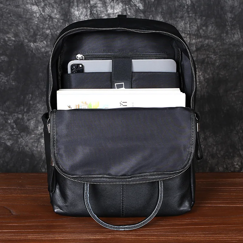 Кожаный мужской рюкзак на плечо из воловьей кожи