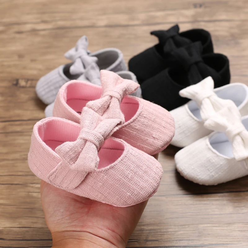 

2020 Baby First Walkers Clothing Baby Shoes Newborn Infant Pram Girls Princess Moccasins Bowknot Solid Soft Shoes 0-24M