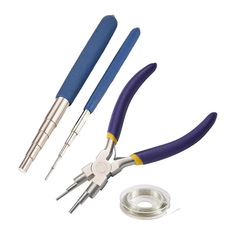 

4Pcs/Set Wire Wrapping Tool With 10 Size Loops,Round Nose Pliers,Steel Wire For DIY Jewelry Making