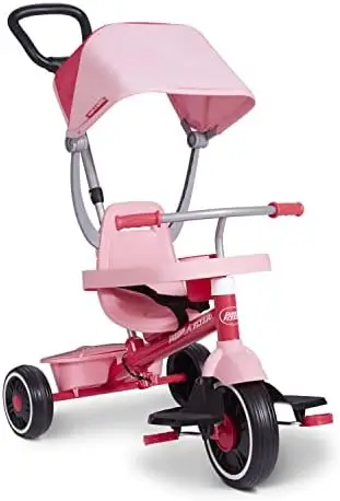 

Педаль и толчок 4 в 1 прогулка-мотоцикл, розовый трехколесный велосипед, трехколесный велосипед для малышей, фотосессия (эксклюзивно от Amazon), Larg