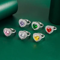 new fashion large heart shape pink gemstone ring glamour jewelry women cz wedding commitment engagement ladies accessories gifts