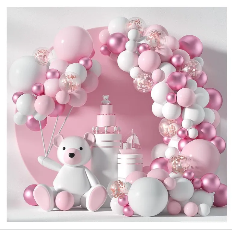 

Macaron Pink Balloon Garland Arch Kit Wedding Birthday Party Decoration Kids Globos Rose Gold Confetti Latex Ballon Baby Shower