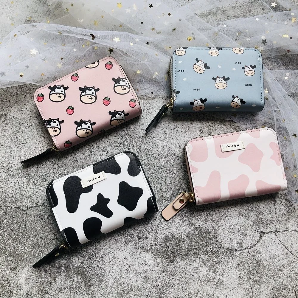 

Mini Short Girl Wallets PU Leather Zipper Credit Card Holder Cute Coin Purse Printing Quality Designed Ladies Purses