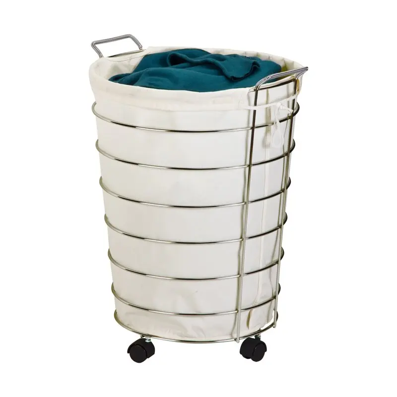 

Can Do Chrome Wire Rolling Laundry Hamper
