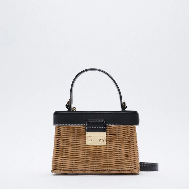 

Straw Bag Customized Vintage Woven Rattan Crossbody Bags Casual Straw Handbag Shoulder Beach Bag Clutch Handmade