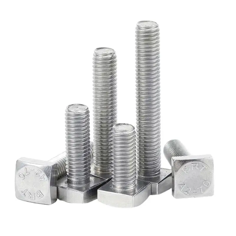 Болт с квадратной головкой из нержавеющей стали 304 с полной резьбой, длина 6 мм ~ 100 мм GB35 M4 M5 M6 M8 M10 M12 Болт с квадратной головкой