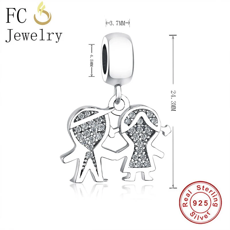 FC Jewelry Fit Original Pan Charms Bracelet Authentic 925 Silver Little Boy Girl Son Daughter Bead Pendant For Women Berloque images - 6