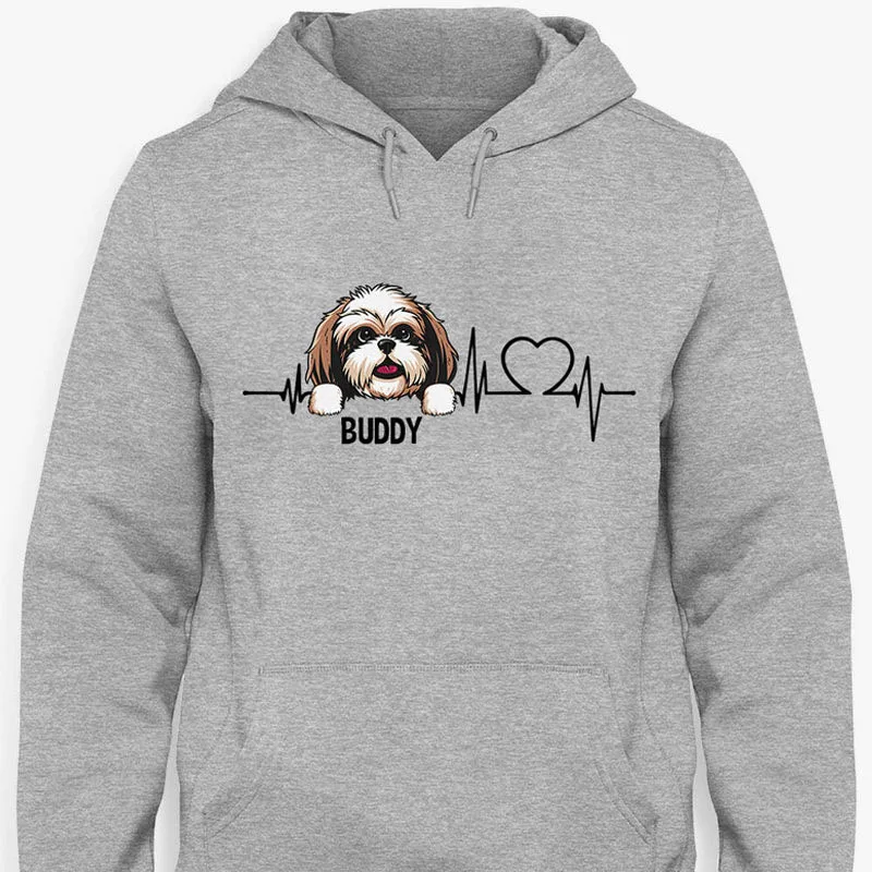 

Cotton Graphic Hoodies Streetwear Print Heartbeat Dog Personalized Hooded Sweatshirts Pullover Tops
