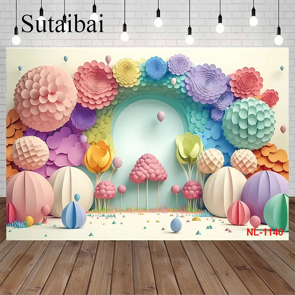 

Newborn Baby Birthday Photography Backdrops Dreamy Rainbow Star Cloud Baby Shower Party Decor Photographic Background