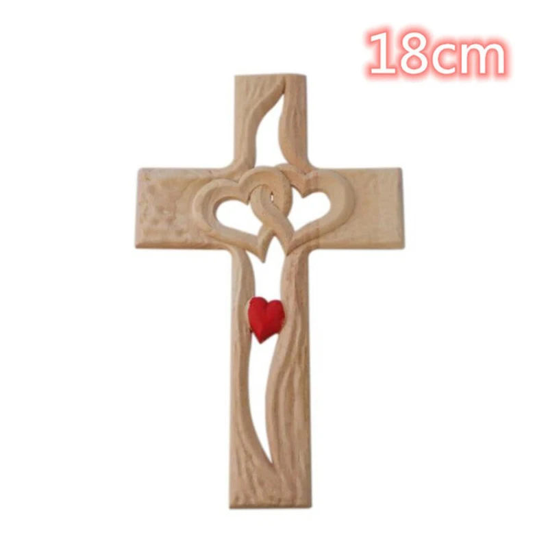 

Carved Cross Antique Exquisite Intertwined Hearts Wall Hanging Hand Carved Cross for Gifts Vintage Wood Wall Cross
