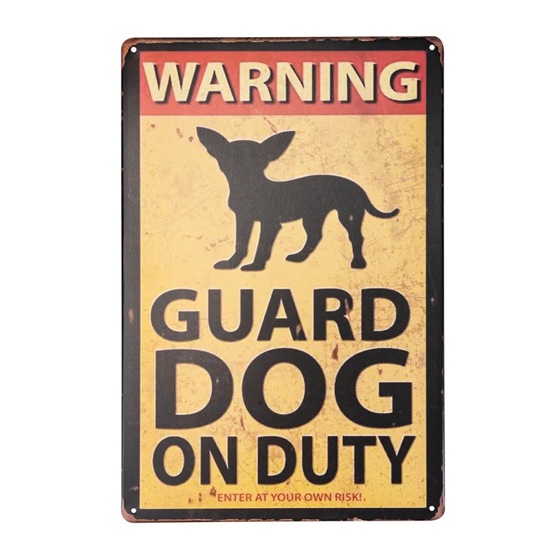 

Outdoor Garden Decor Retro Guard Dog on Duty Metal Sign 1