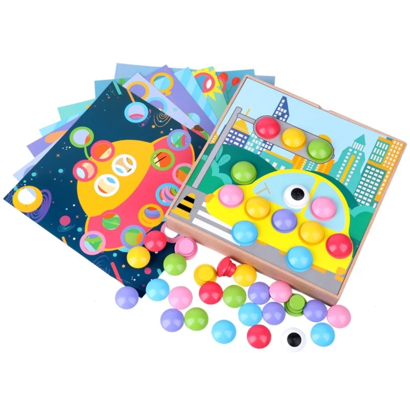 

Wooden Peg Board Mushroom Puzzle Boys Girls Sensory Puzzle Educational Toy