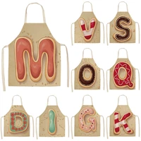 new alphabet pattern kitchen apron sleeveless cotton linen childrens apron cooking baking barbecue household cleaning tool