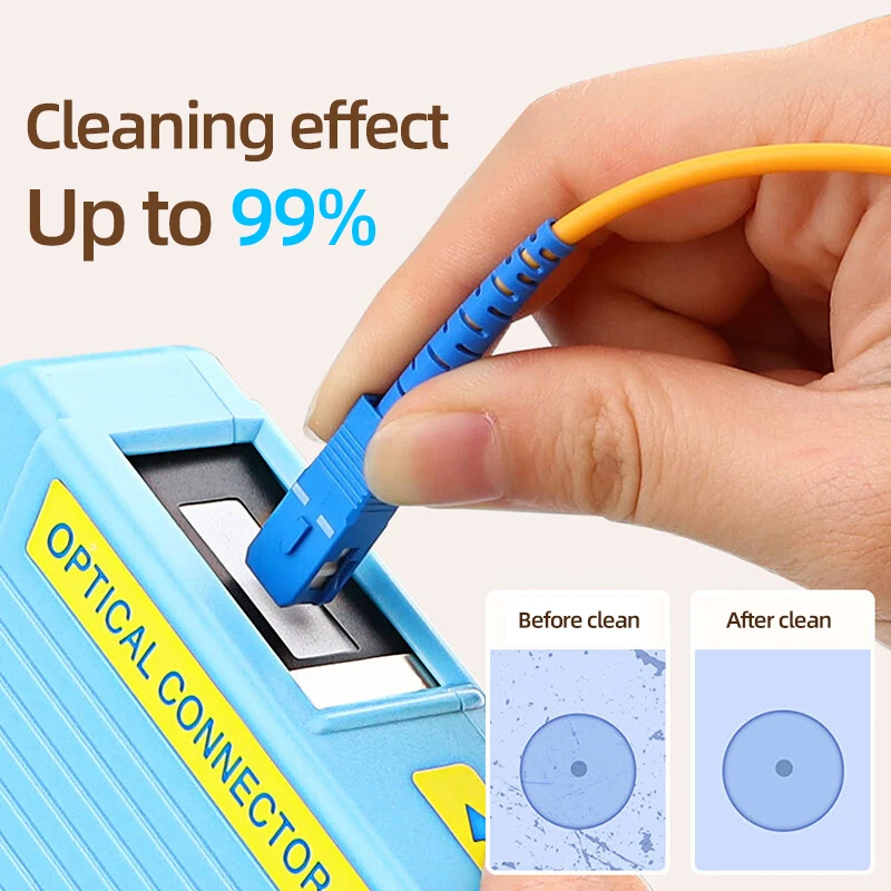 Burboro Optical Fiber End Face Cleaning Box SC/FC/LC/ST Fiber Wiping Tool Pigtail Cleaner FTTH Optic Fiber Cleaner Tools