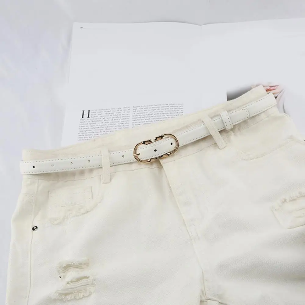 

Women Solid Color Belt Fashionable Women's Adjustable Faux Leather Belt with Metal Buckle Stylish Waist Band for Dress for Pants