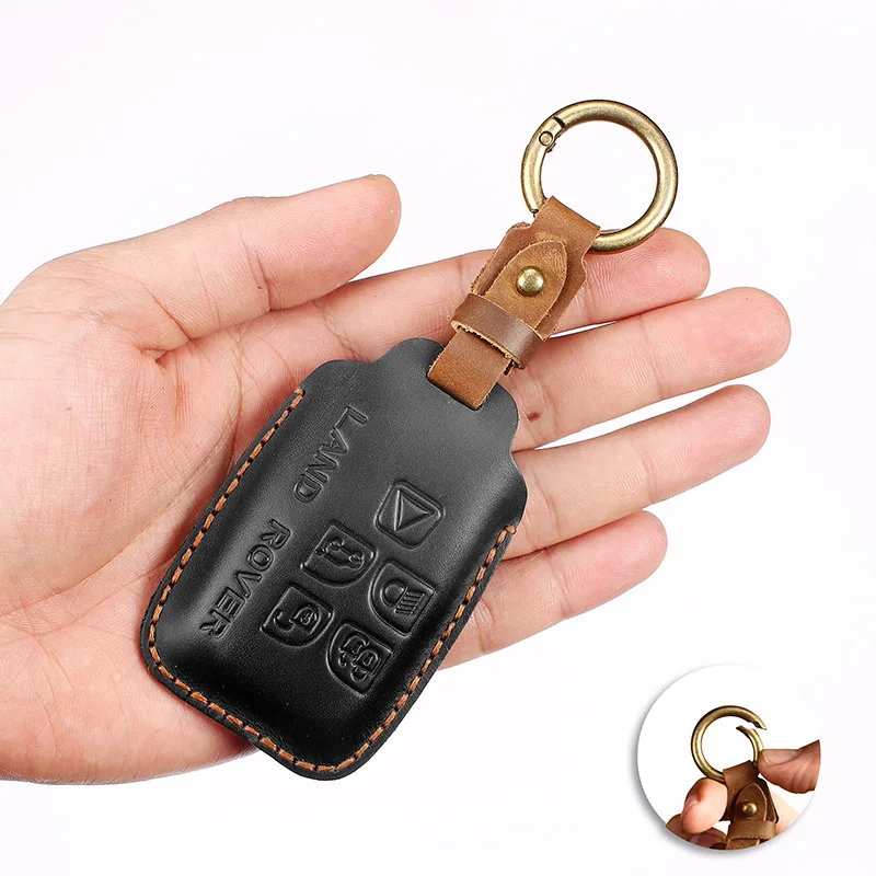 

Genuine Leather Car Key Cover for Land Rover Range Jaguar Evoque Sport Discovery 5 Magic 4 Auto Case Accessories Interior Woman