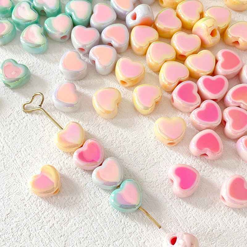 10 шт., акриловые бусины в форме сердца
