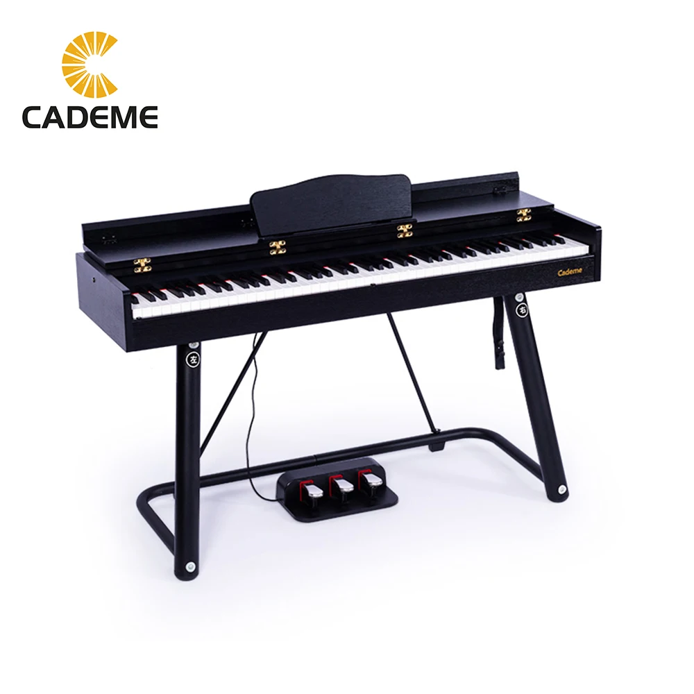 Black Full Size Digital Piano 88 Key Weighted Beginner White Electronic Keyboard with Stand,Triple Pedal,Midi 908