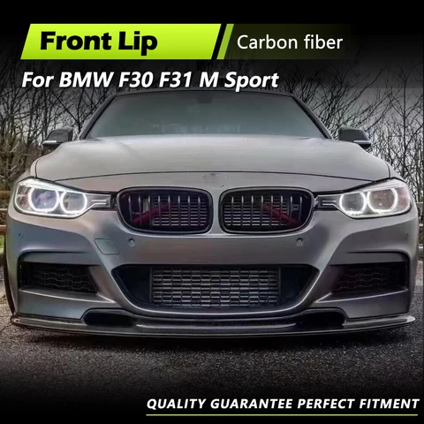 Черная губа из углеродного волокна / FRP для BMW 3 серии F30 F31 320i 328i 335i M Sport 2012-2017 Передний бампер, спойлер, разделители подбородка