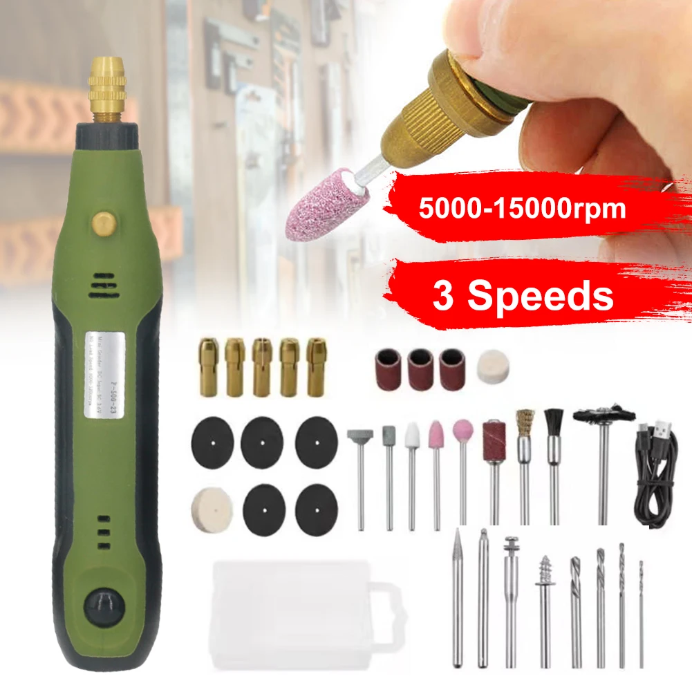 

32pcs 3.6V Cordless Drill Rotary Tool 3 Variable Speed Mini Electric Engraving Pen Accessories For Crafting Polishing Drilling
