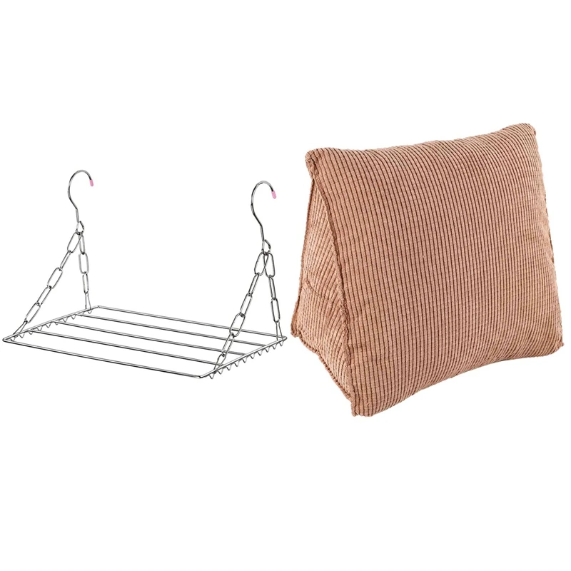 

1 Pcs Reading Backrest Cushion Wedge Pillow Back Cushion Lumbar Pad & 1 Pcs Multifunctional Clothes Drying Rack