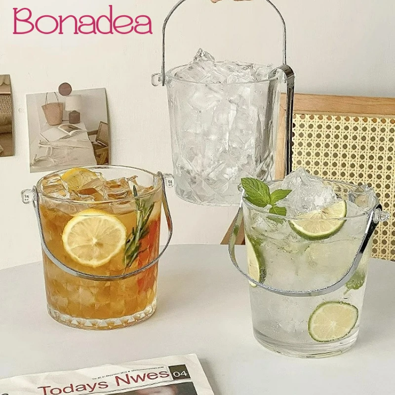 

Creative Thickened Glass Hand Cups Portable Fruit Tea Cup Outdoor Large Capacity Glasses With Ice Clip Kitchen Accessories