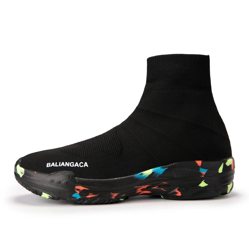 

2022 Fashion High Tops Knitted Men's Socks Shoes Mesh Couples Casual Shoes Sneakers Lightweight Platform Web Unisex Shoes