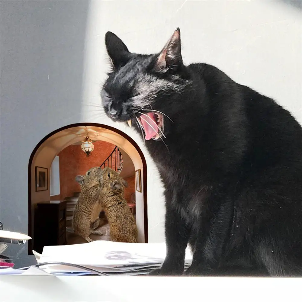 

Funny Mouse Hole Wall Stickers Bedroom Kitchen Baseboard Home Decoration 3d Vinyl Wall Decals Diy Cartoon Rat Animal Mural Art