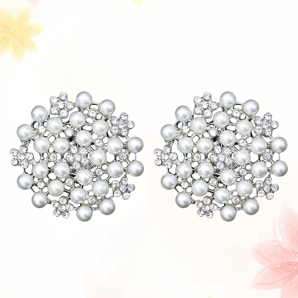 

2 PCS Rhinestone Shoe Buckles Wedding Decoration Rhinestones Clips Women Bride Flower Shoes