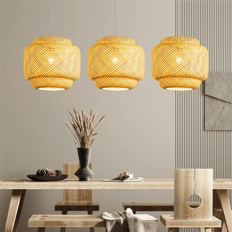 Pendant Light Hand make Bamboo Hanging Lamps for Dining Room Living Room Decor Restaurant  Chandelier 2022 New Trend