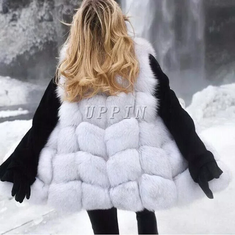 New in Sliver Fur Vest Women Winter Fashion Medium Long Artifical Fur Vests Woman Warm Fake Fur Coats Female Ladies y2k vestidos
