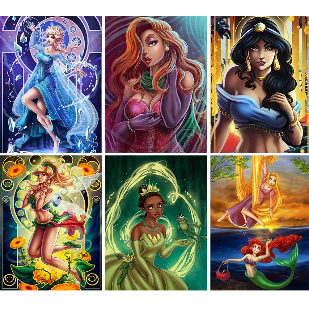 

Алмазная 5D картина Disney, мультяшная принцесса, полная круглая/квадратная Алмазная вышивка, картина стразы из мультфильма, домашний декор