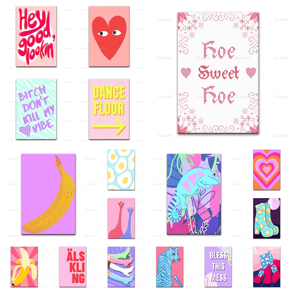 

Home Decor Canvas Painting Fried Eggs Heart Eyes Hey Good Groovy Shoes Banana Wall Art Nordic Poster Modular Picture Girl Gift