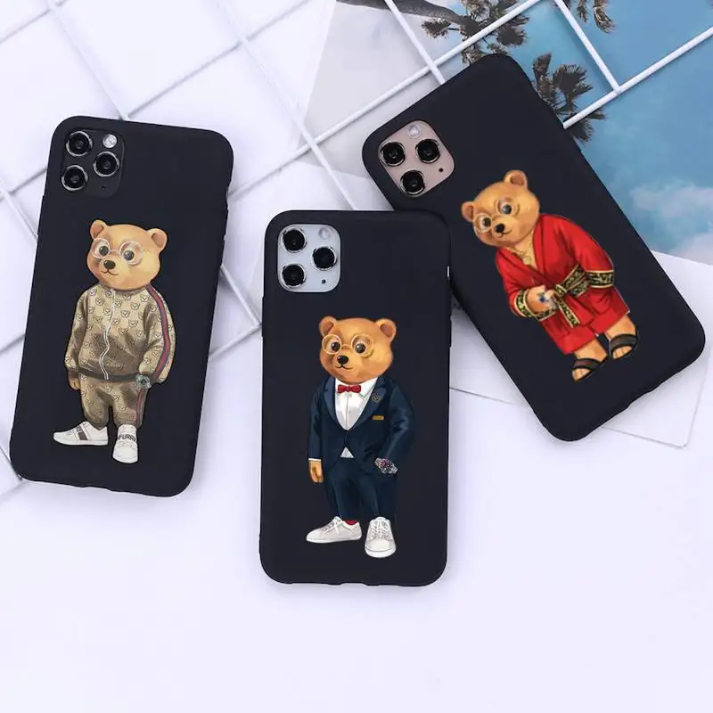 

Fashion brand cute protective case with bear, suitable phone case For iPhone 13 12 mini 11 pro xs max X XR 5 6 7 8 plus tpu