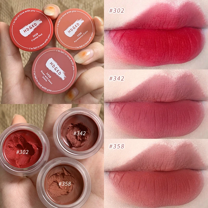 

3 Colors Mousse Matte Canned Lip Mud Velvet Lipstick Lip Gloss Long Lasting Lip Balm Lip Glaze Waterproof Women Lip Makeup