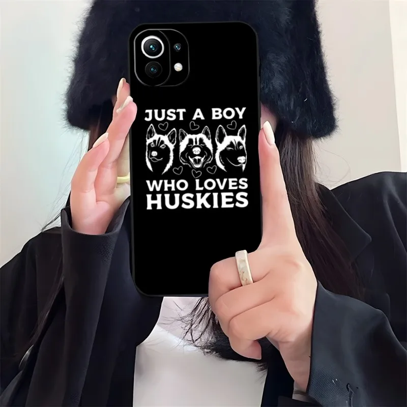Husky Dog Cute Phone Case For Redmi K40 K30 K20 Pro Plus K50 Gaming Extreme GO 8 8A 9 9A 9C 9T 10 10X Black Silicone Cover images - 6