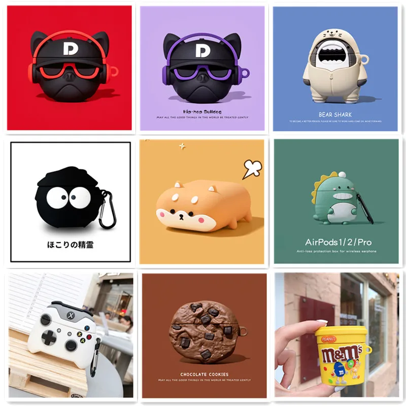 

3D чехол для наушников, чехол для AirPods 1 2 3 Pro Dragon Shark Мультяшные наушники, чехол для AirPods Pro 1 / 2/3, чехол с зарядным устройством
