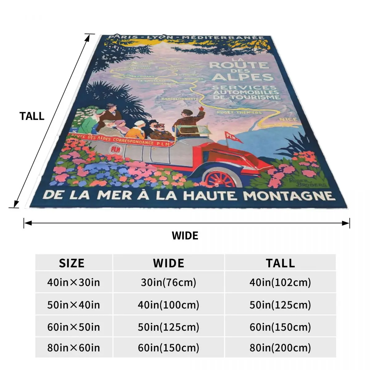 1920 Франция La Route Des Alpes PLM дорожное одеяло покрывало на кровать уличное мягкое для