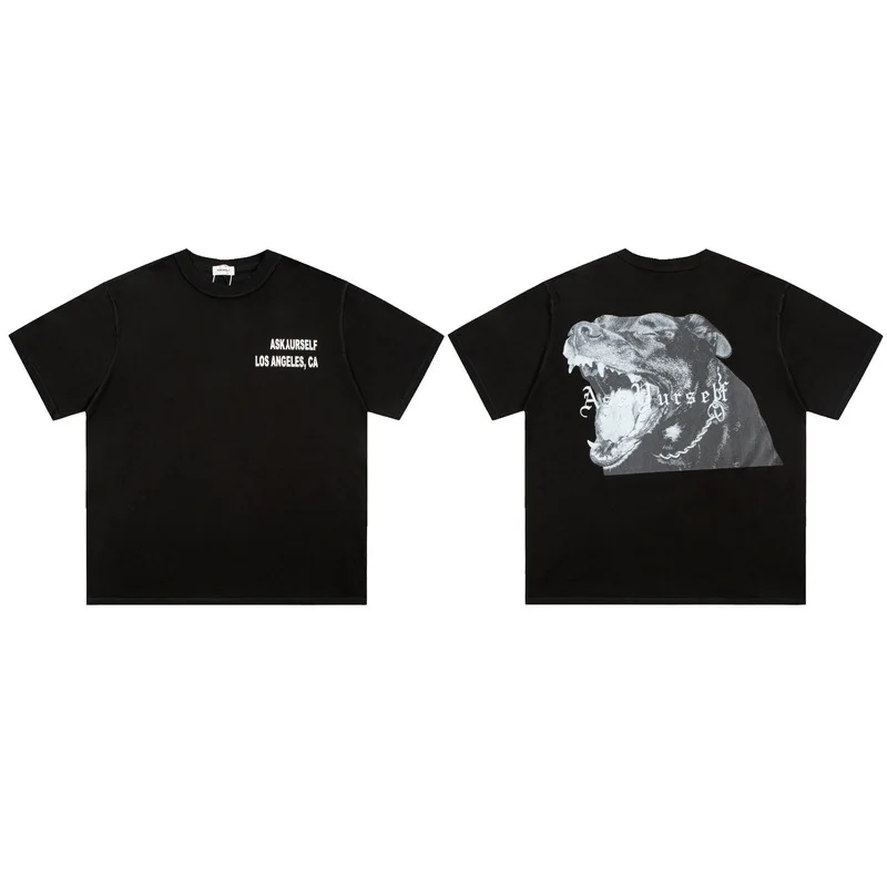 

ASKYURSELF T-shirt Men Women 1:1 Fierce Dog Askyurself Men's Vintage Short-sleeved Tops Vintage
