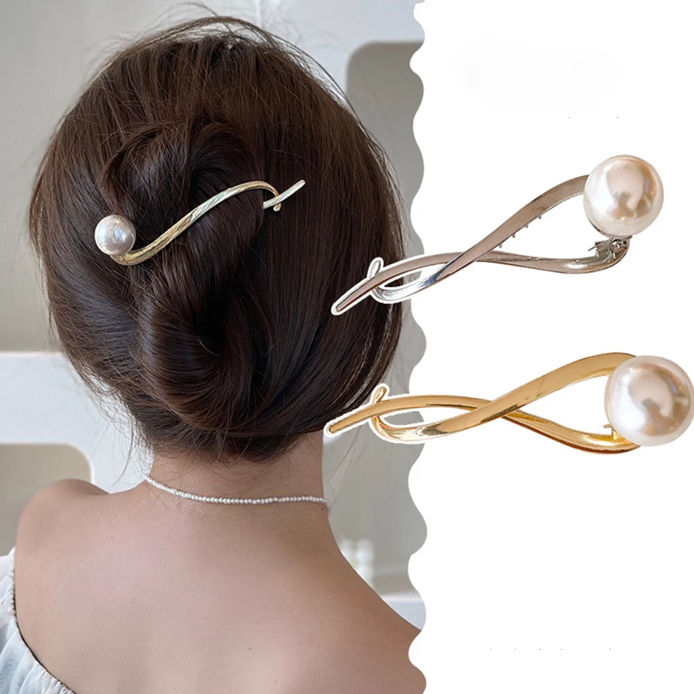 

2022 New Pearl Butterfly Shine Arc Hairpin Clip Buckle Back Of Head Female Geometric Grab Hairpin Women Girls Hair Accessories