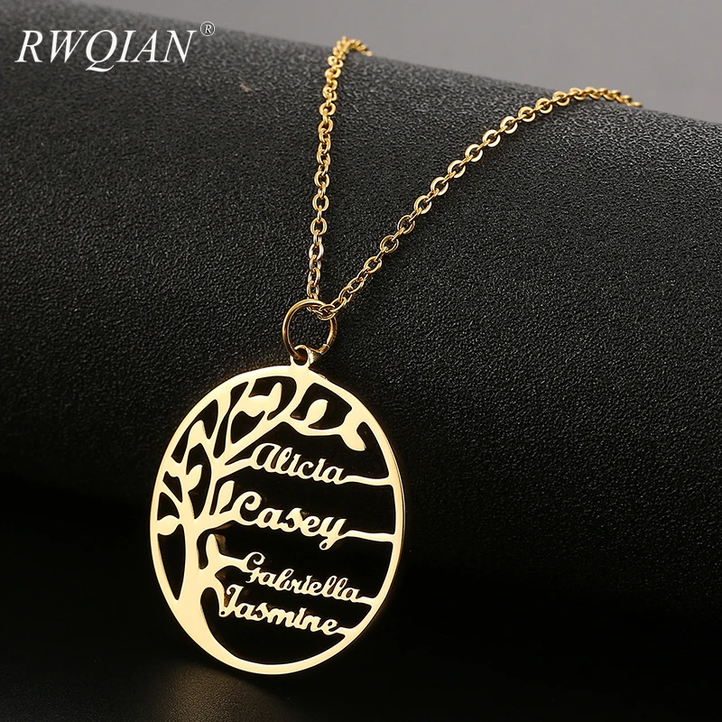 

Custom Name Necklace Golden Tree Of Life Pendant Women Chain Necklace Stainless Steel Jewelry Personalized Mom/Couple Gifts