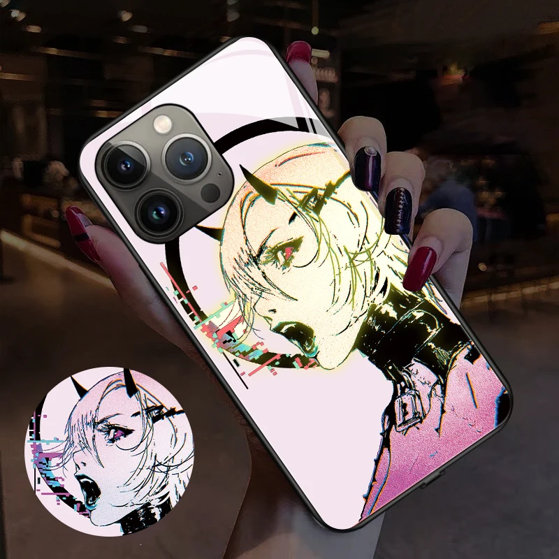 

Sexy Lady Anime LED Light Glowing Luminous Glass Back Phone Case for Samsung S21 S22 S23 Note 10 20 A14 A54 A73 Plus Ultra