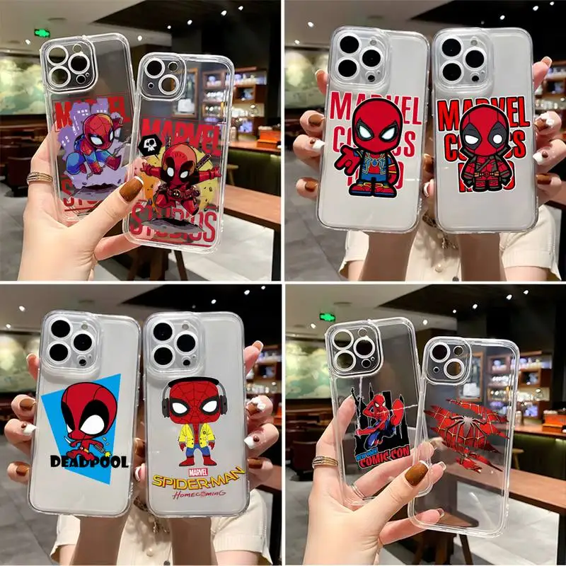 

Marvel Spiderman Phone Case For Iphone 14 12 13 11 Xr X Xs Max Mini Pro Max 6 6 S 7 8 Plus Se2022 2020 Transparent Funda Shell