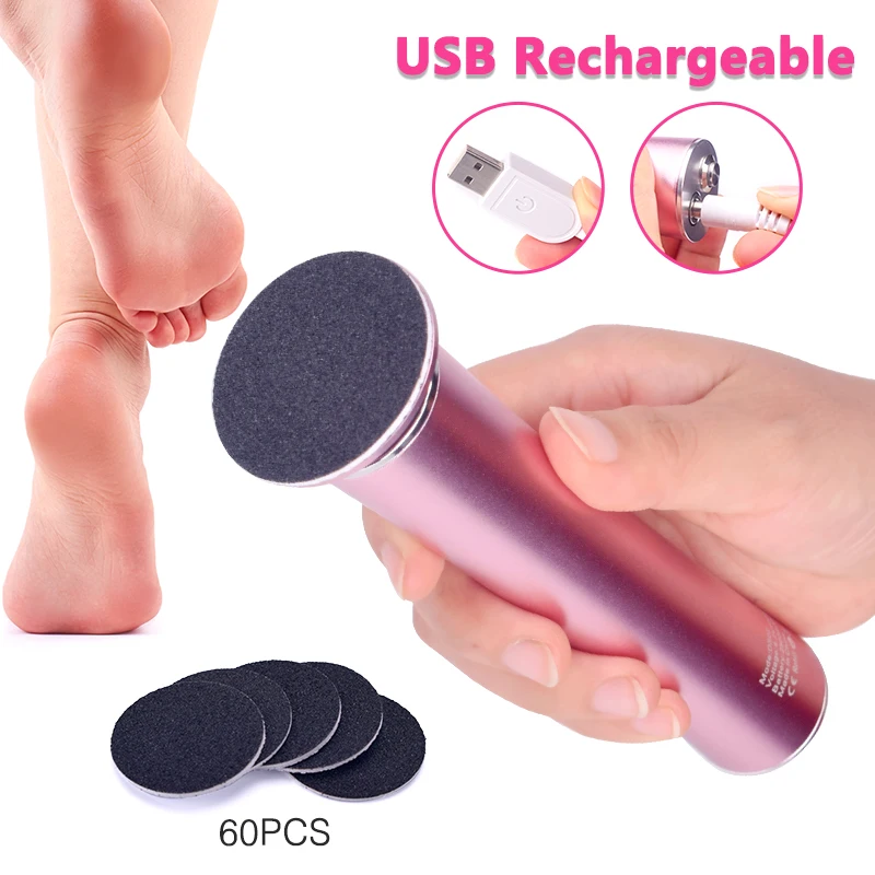 

USB Rechargeable Wireless Electric Foot File Cuticle Callus Remover Machine Pedicure Tools Foot Heel Care Tool with Sandpaper