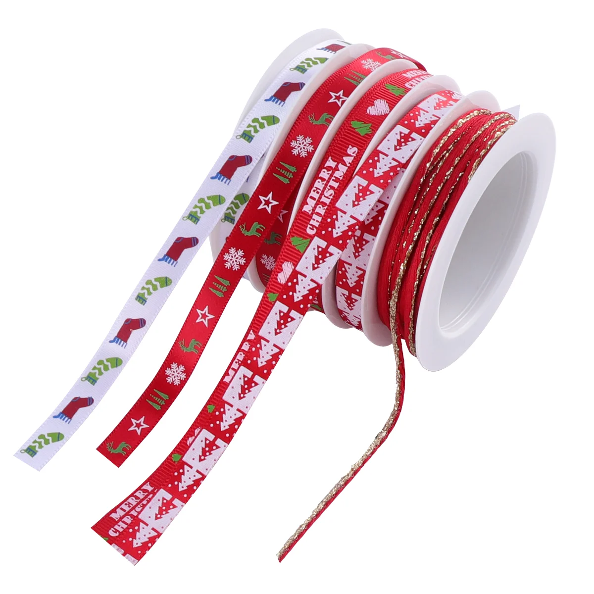 

5 Rolls Christmas Polyester Ribbons Christmas Decorative Ribbon Christmas Tree Ribbon Christmas Tree Garland Christmas Tree Bows